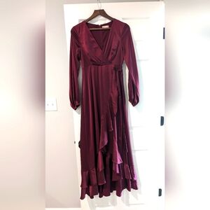 Red Satin Maxi Dress